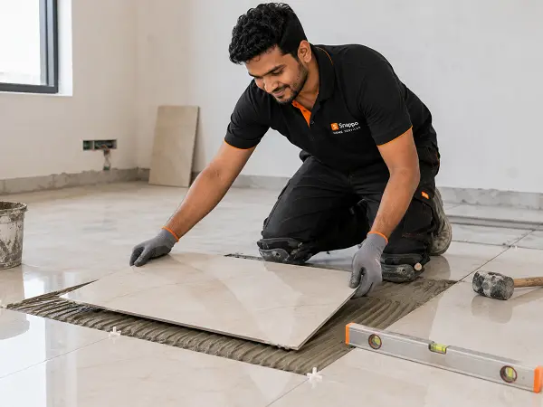 Tile installation services in Aligarh by Snappo